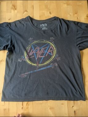 Slayer Hell Awaits Black Graphic Band Tee 100% Cotton Size Large